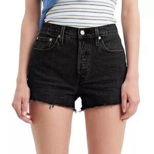 Levi’s 501 High-Rise Raw Hem Black Denim Jean Shorts: Size 28. New With Tags